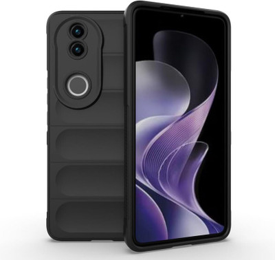 FITSMART Back Cover for vivo V50 5G(Black, Microfiber Lining, Pack of: 1)