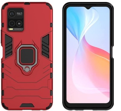 OneLike Back Cover for vivo Y21(Red, Ring Case, Pack of: 1)