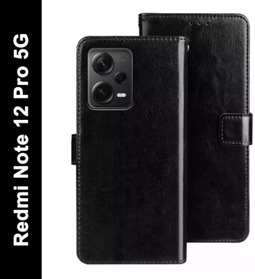 Slugabed Flip Cover for Redmi Note 12 Pro 5G, Mi Redmi Note 12 Pro 5G(Black, Flexible, Pack of: 1)
