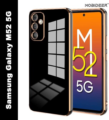 MOBIDEER Back Cover for Samsung Galaxy M52 5G, Golden Line Premium Soft Chrome Case |Silicon Gold Border(Black, Shock Proof, Silicon, Pack of: 1)