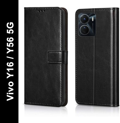Cockcrow Flip Cover for Vivo Y16, Y56 5G(Black, Shock Proof, Pack of: 1)