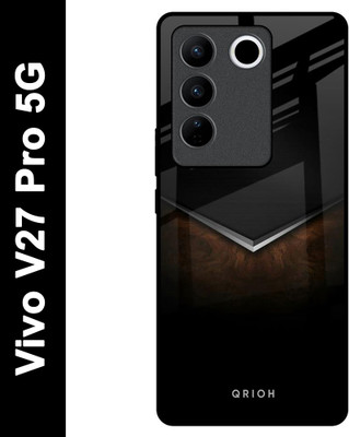 QRIOH Glass Back Cover for Vivo V27 Pro 5G(Multicolor, Grip Case, Pack of: 1)
