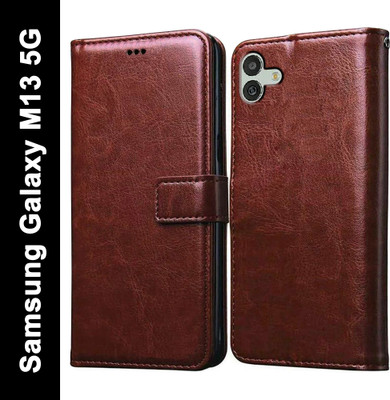 Casotec Flip Cover for Samsung Galaxy M13 5G(Brown, Pack of: 1)