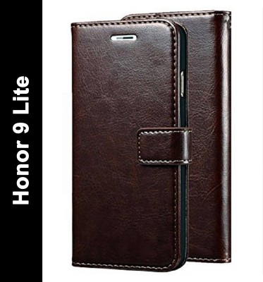 Krofty Flip Cover for Honor 9 Lite(Brown, Hard Case, Pack of: 1)