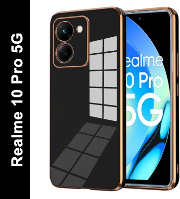 VAPRIF Back Cover for Realme 10 Pro 5G, Golden Line, Premium Soft Chrome Case | Silicon Gold Border(Black, Shock Proof, Silicon, Pack of: 1)