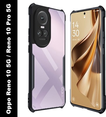 Mobikit Back Cover for Oppo Reno 10 5G|10 Pro 5G, (TPU |PU Shockproof Hybrid)(Black, Transparent, Shock Proof, Pack of: 1)
