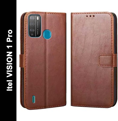 MV Flip Cover for Itel Vision 1 Pro(Brown, Cases with Holder, Pack of: 1)