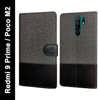 Spicesun Flip Cover for MI Redmi 9 Prime, Poco M2(Black, Dual Protection, Pack of: 1)