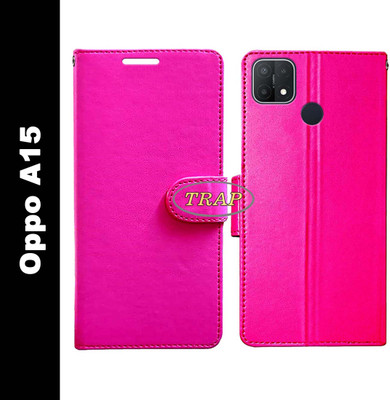 Trap Back Cover for Oppo A15(Pink, Cases with Holder, Pack of: 1)