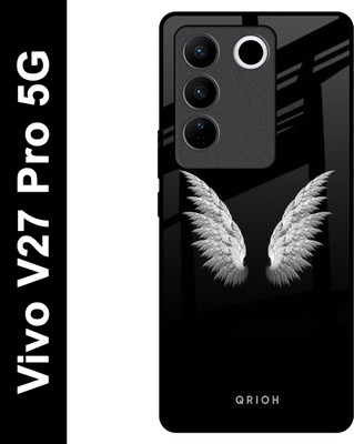 QRIOH Glass Back Cover for Vivo V27 Pro 5G(Multicolor, Grip Case, Pack of: 1)