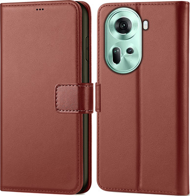 Roxel Flip Cover for Oppo Reno 11 5G(Brown, Dual Protection, Pack of: 1)