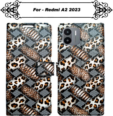 Asmart Flip Cover for Redmi A2 2023(Brown, Pack of: 1)