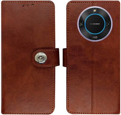 MyFlips Flip Cover for Lava Blaze 2 5G(Brown, Magnetic Case, Pack of: 1)