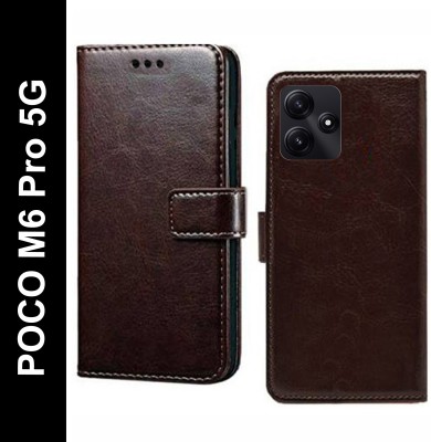 Wynhard Flip Cover for POCO M6 Pro 5G(Brown, Grip Case, Pack of: 1)