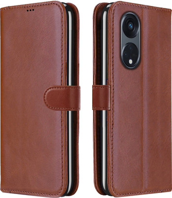 Roxel Flip Cover for Oppo Reno 8T 5G(Brown, Dual Protection, Pack of: 1)