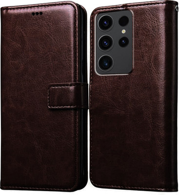 Casotec Flip Cover for Samsung Galaxy S23 Ultra 5G(Brown, Pack of: 1)
