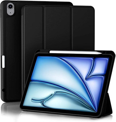 Proelite Flip Cover for iPad Air 11 M3/M2 2025/2024 Cover, with Pencil Holder [Soft Flexible Case] Recoil Series(Black)