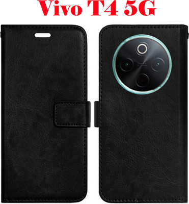 Shanno Entarprises Flip Cover for Vivo T4 5G(Black, Pack of: 1)