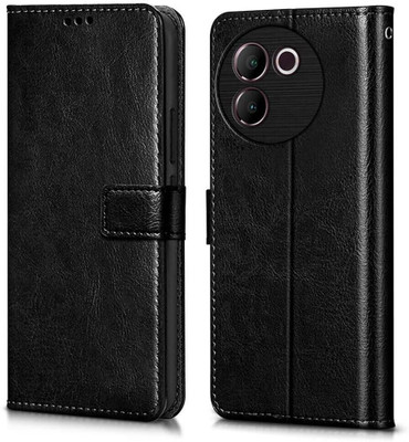 WOW Imagine Flip Cover for Vivo V30e 5G Card Pockets Wallet & Stand(Black, Magnetic Case, Pack of: 1)