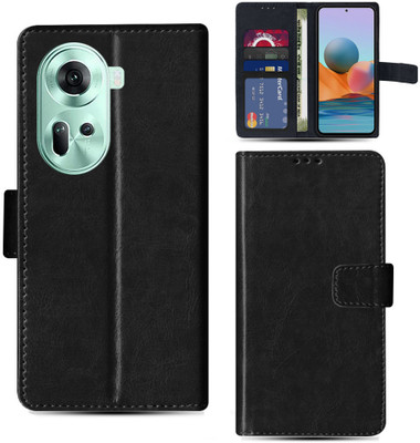 Kalua Mall Flip Cover for Oppo CPH2599 flip cover | Oppo Reno 11 5G flip cover | Black(Black, Magnetic Case, Pack of: 1)