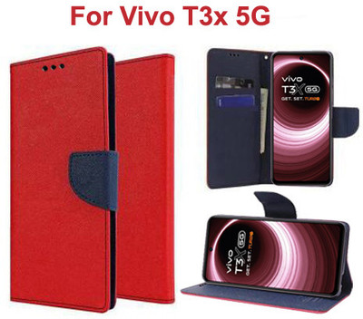 Carnage Flip Cover for Vivo T3x 5G(Red, Cases with Holder, Pack of: 1)