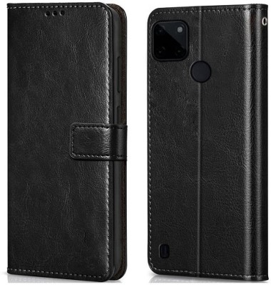 AKSP Flip Cover for Leather Finish Inside TPU Realme C25Y(Black, Magnetic Case, Pack of: 1)