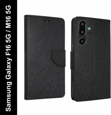 Wristlet Flip Cover for Samsung Galaxy F16 5G, Samsung Galaxy M16 5G(Black, Cases with Holder, Silicon, Pack of: 1)