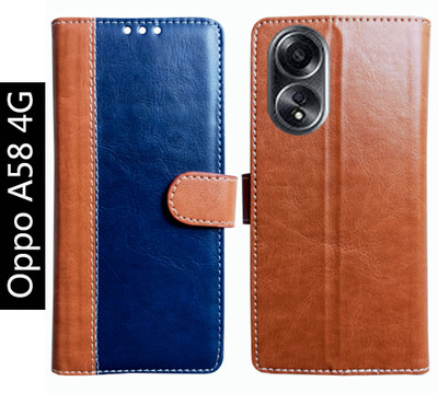 Toklot Flip Cover for Oppo A58 4G(Brown, Pack of: 1)