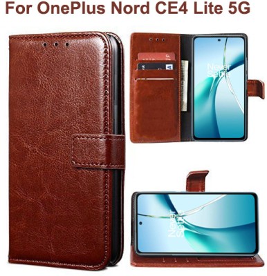 Carnage Flip Cover for OnePlus Nord CE4 Lite 5G(Brown, Cases with Holder, Pack of: 1)