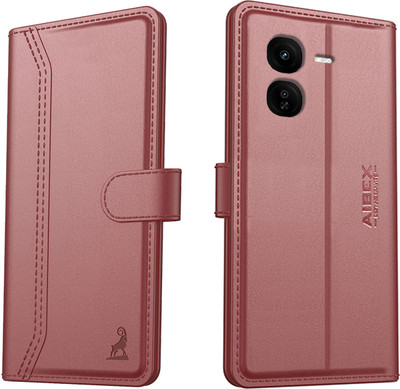 AIBEX Flip Cover for iQOO Z9x 5G |Premium Leather Finish | Magnetic Closure | Kickstand Feature | Shockproof(Brown, Magnetic Case, Pack of: 1)