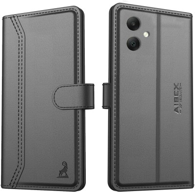 AIBEX Flip Cover for Samsung Galaxy A05|Vegan PU Leather |Foldable Stand & Pocket(Black, Cases with Holder, Pack of: 1)