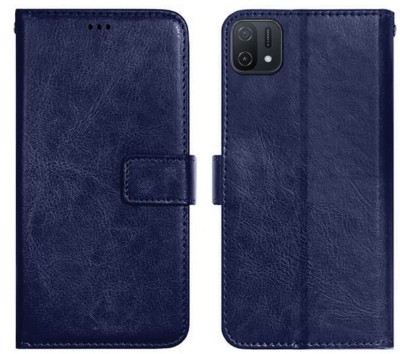 AmericHome Flip Cover for Oppo A16K, Oppo A16E(Blue, Dual Protection, Pack of: 1)