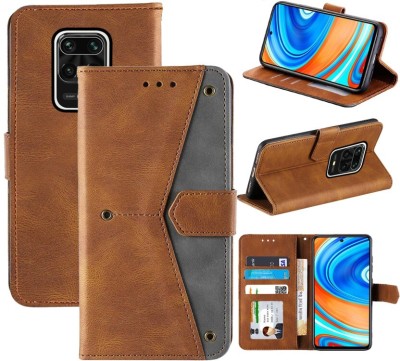 GLADLY Flip Cover for Mi Redmi Note 9 Pro Max, Redmi Note 9 Pro, Redmi Note 10 Lite, Poco M2 Pro(Brown, Dual Protection)