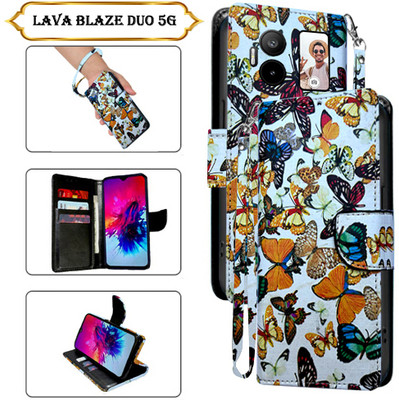 Cutemart Flip Cover for Lava Blaze Duo 5G(White, Pack of: 1)