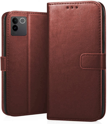 Luxury Counter Back Cover for iQOO Z7 Pro Vivo T2 Pro 5G, High Class Premium Business Series Edition Wallet Flip Cover(Brown, Magnetic Case, Pack of: 1)