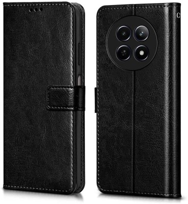 WOW Imagine Flip Cover for Realme 12 5G | Realme 12X 5G | Realme Narzo 70X | C65 5G, Leather Finish Card Wallet & Stand(Black, Magnetic Case, Pack of: 1)