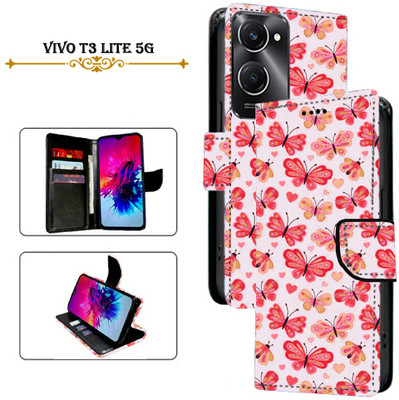 Cutemart Flip Cover for vivo T3 Lite 5G(Red, Pack of: 1)
