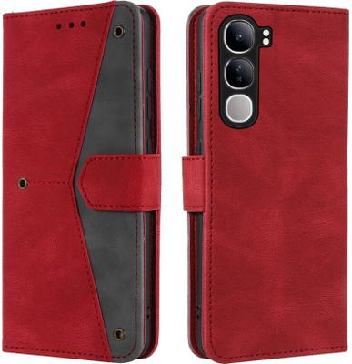 GLADLY Flip Cover for Vivo Y300 5G, Vivo V40 Lite 5G(Red, Dual Protection)