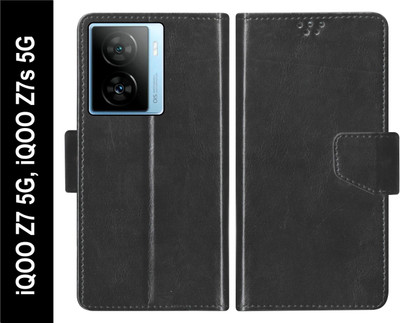 SBMS Flip Cover for iQOO Z7 5G / iQOO Z7s 5G Back Cover Case with Magnatic Closure(Black, Shock Proof, Pack of: 1)