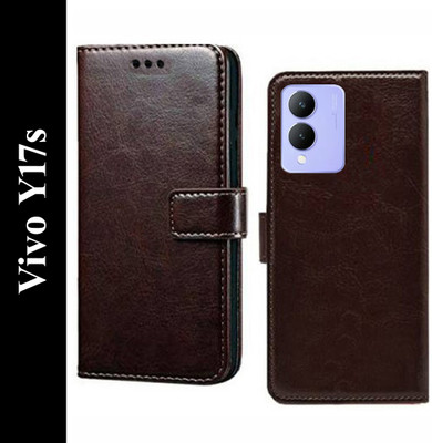 Wynhard Flip Cover for Vivo Y17s(Brown, Grip Case, Pack of: 1)