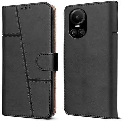 NIMMIKA ENTERPRISES Flip Cover for Oppo Reno 10 Pro 5G(Premium leather material | 360-degree protection | Stand function)(Black, Dual Protection, Pack of: 1)