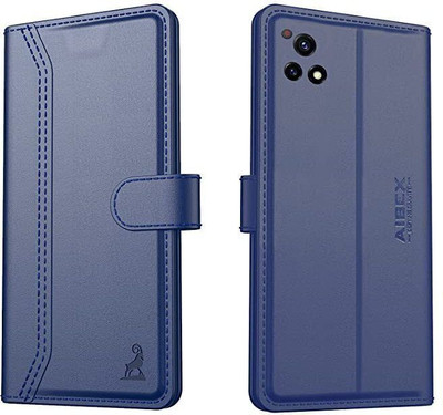 AIBEX Flip Cover for Vivo Y72 5G| Premium Leather Finish | Magnetic Closure | Kickstand Feature | Shockproof(Blue, Magnetic Case, Pack of: 1)