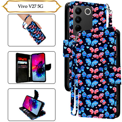 Asmart Flip Cover for Vivo V27 5G(Black, Pack of: 1)