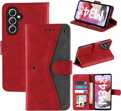 Autofocus Flip Cover for Samsung M34 5G(Red, Camera Bump Protector, Pack of: 1)