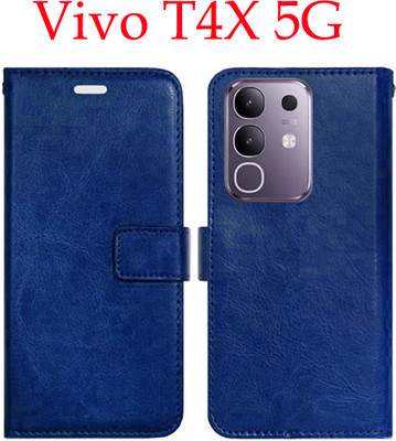 Shanno Enterprises Flip Cover for Vivo T4x 5G(Blue, Pack of: 1)