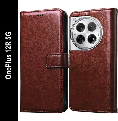 Casotec Flip Cover for OnePlus 12R 5G(Brown, Pack of: 1)