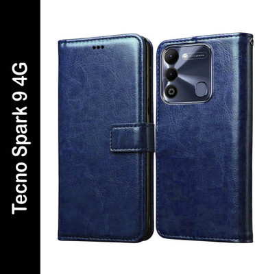 Casotec Flip Cover for Tecno Spark 9 4G(Blue, Pack of: 1)