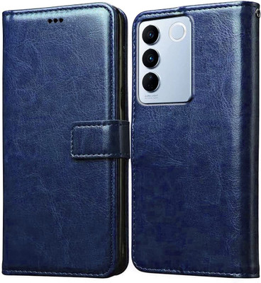 TINGTONG Flip Cover for Vivo V27 5G, Vivo V27 Pro 5G(Blue, Dual Protection, Pack of: 1)