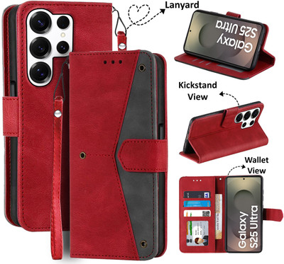 Unistuff Flip Cover for Samsung S25 Ultra 5G(Red, Camera Bump Protector, Pack of: 1)