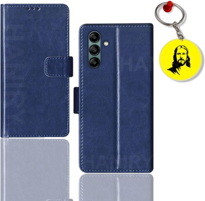 HANIRY Flip Cover for Samsung A04s flip case | SM-A047F flip cover | Free Jesus Keychain | Blue(Blue, Magnetic Case, Pack of: 1)